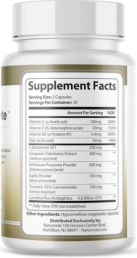 Viracid Complete (6 Pack) Comprehensive Immune Formula with Elderberry Echinacea Garlic Zinc L-Glutamine &amp Turmeric 95% Curcuminoids | Premium Supplement Made in USA GMP Certified