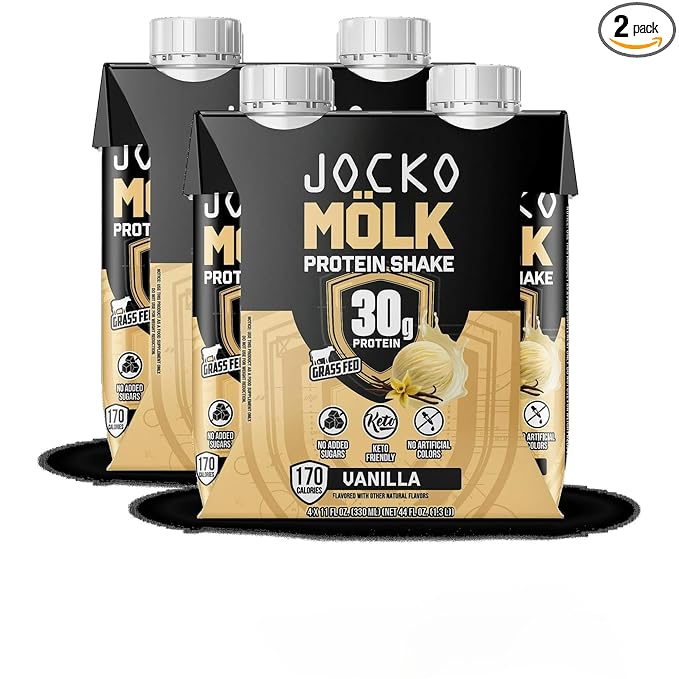 Jocko-Fuel Protein Shake Sweet Cream Coffee Flavor 2 box 30g High Protein Keto Friendly Ready to Drink Shake for Breakfast Post Workout Recovery Low Sugar Energy Drink (11 Fl Oz Vanilla)