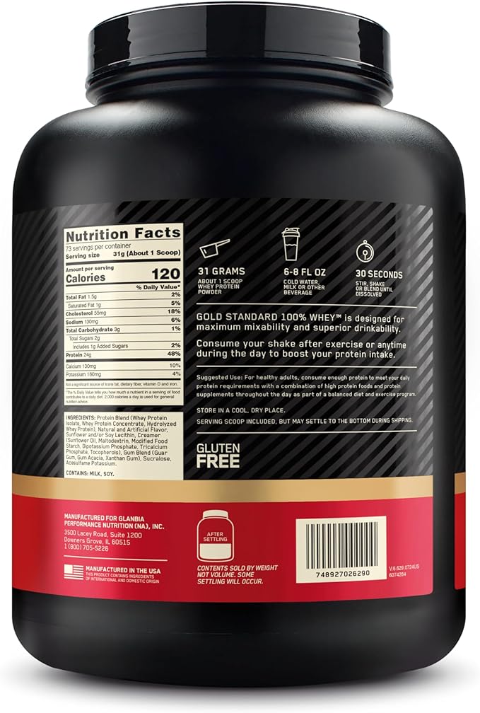 Optimum Nutrition Gold Standard 100% Whey Protein Powder White Chocolate 5 Pound (Packaging May Vary)