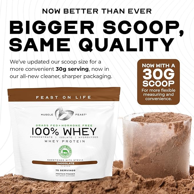 Muscle Feast 100% Whey + Creatine Bundle: (1) 100% Whey Protein (Unflavored 5lb) + (1) Creatine Powder (Unflavored 300g)