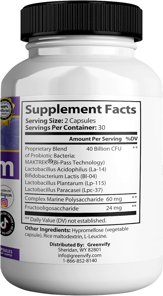 Dentuvium Max Probiotic Supplement - 40 Billion CFU - Supports Teeth Gums Throat Digestive Health - Gluten Free Sugar Free Non-GMO - 60 Capsules (1)
