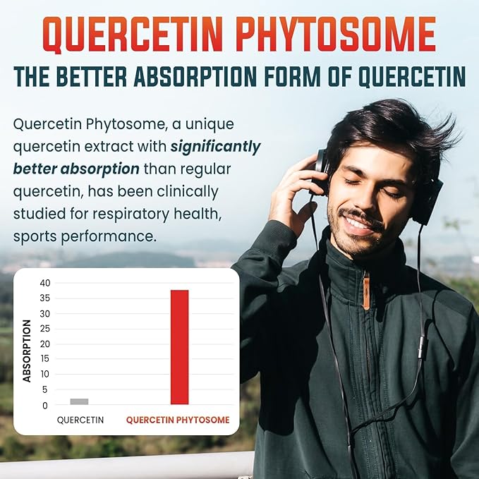 Liposomal Quercetin Phytosome Quercetin with Bromelain Zinc &amp Vitamin C Bioactive Phytosome Complex 20X Higher Absorption - 60 Softgels