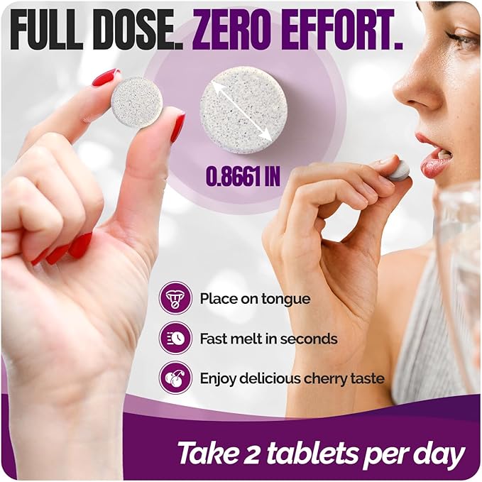 Fast Melting Calcium Citrate 600mg with Vitamin D3 and Magnesium - 120 Ct x 2 Pack Smooth Dissolving Cherry Flavor Tablets Non-Chalky Bariatric Calcium for Post Surgery