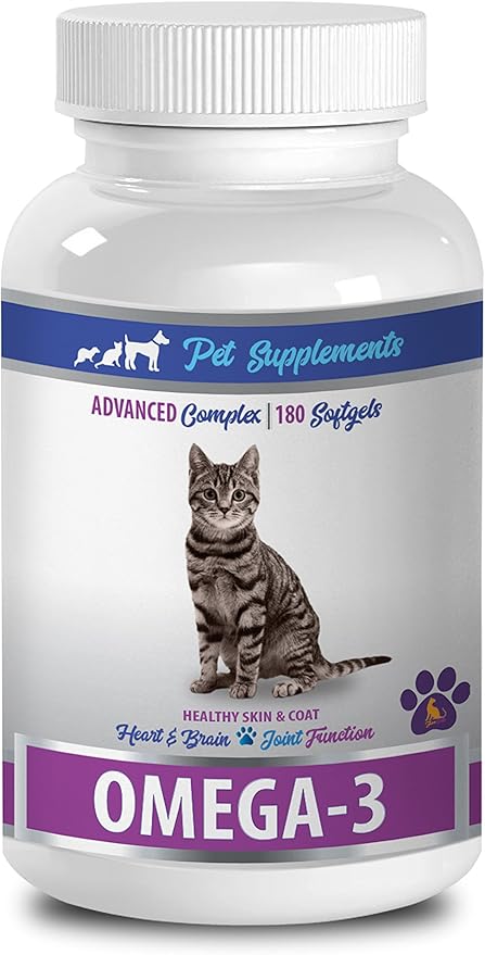 cat Omega 3 Supplement - Omega 3 - for Cats - Heart Brain and Joint Function - SOFTGELS - Joint Supplements for Cats - 1 Bottle (180 SOFTGELS)