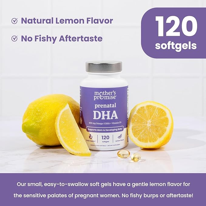 Prenatal DHA for Women 600mg + 400 IU Vitamin D3 | 120 Softgels | Supports Brain Health | Triglyceride Omega 3 Fish Oil DHA Prenatal Vitamins for Pregnancy &amp Nursing | 300mg per Capsule