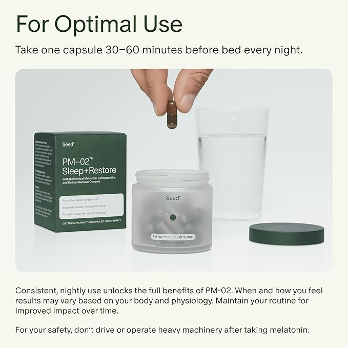 Seed DS-01 Daily Synbiotic &amp PM-02 Sleep + Restore Bundle - Probiotic and Sleep Aid for Women and Men - Vegan - 30-Day Supply
