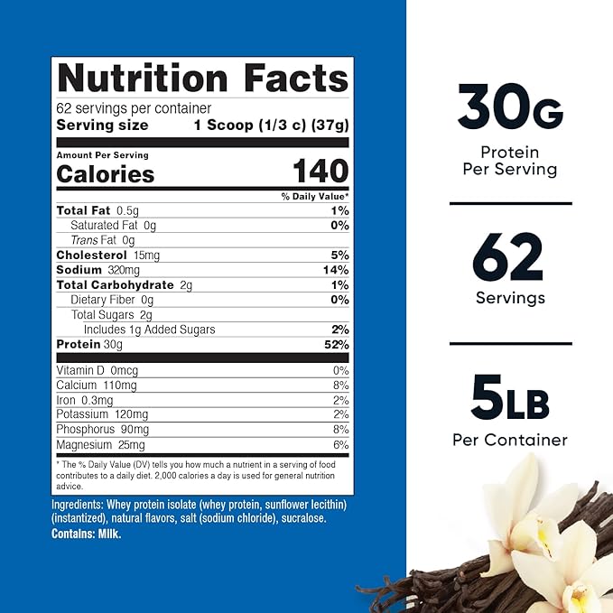Nutricost Isolate Whey Protein Powder Vanilla 5 pounds (Pack of 2)