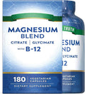 Nature Truths Magnesium Blend 250 mg 180 Count Vegetarian Capsules - Magnesium Citrate Glycinate &amp Aspartate Plus Vitamin B-12 Non-GMO Gluten-Free