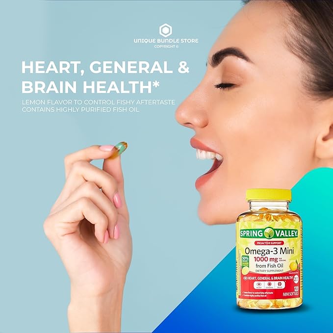 Omega-3 Mini Fish Oil – 120 Mini Softgels Easy-to-Swallow Omega 3 Fatty Acid Supplements with EPA &amp DHA Burpless Fish Oil Omega 3 Lemon Flavor Omega 3 Supplement for Women &amp Men (Pack of 3)
