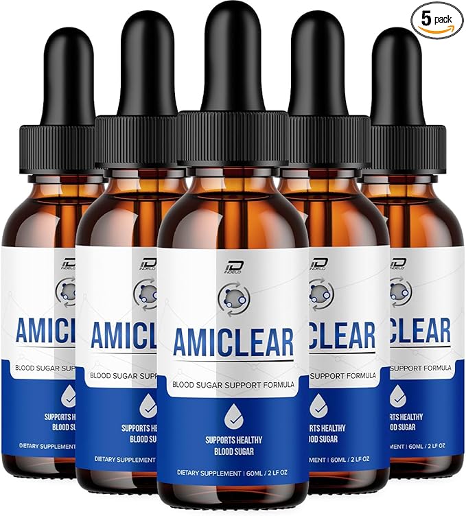 Amiclear Drops Healthy Formula - Dietary Supplement Drops - Extra Strength Amiclear Liquid Drops Grape Seed Amiclear Drops Reviews (5 Pack - 300 ML)