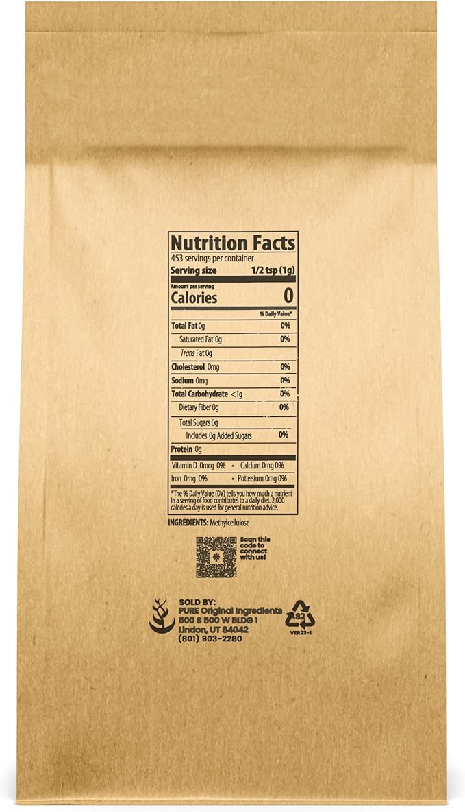 Pure Original Ingredients Pea Protein Powder &amp Methylcellulose Bundle (1lb) Thickeners Food Grade