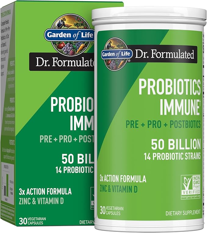 Garden of Life Dr Formulated Probiotics Immune Support &amp Dr Formulated Once Daily 3-in-1 Complete Prebiotics