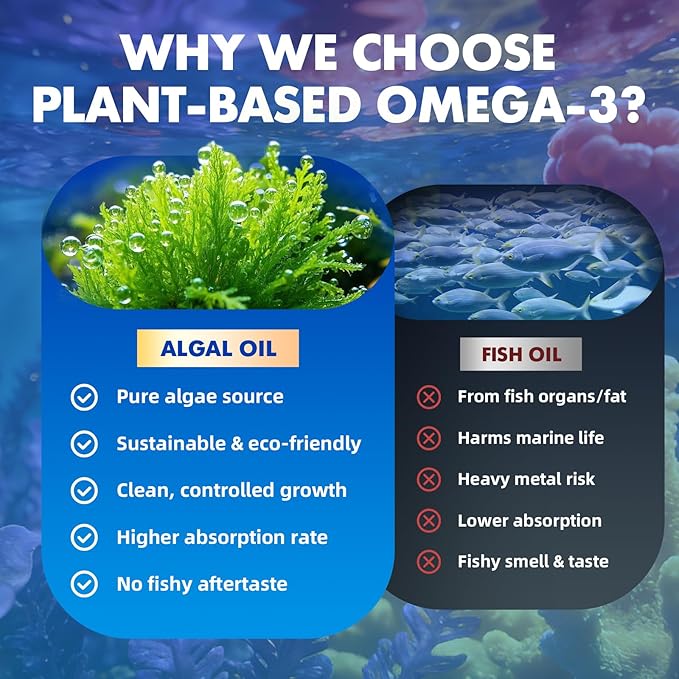 2 Pack Vegan Omega-3 Gummies1000mg for Adults - Sugar Free Supplement with 400mg DHA &amp 600mg EPA Vitamins A C E and Zinc - 120 Count