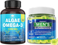 Mens Multivitamins Gummies &amp Plant-Based Algae Omega 3 1200mg Supplement