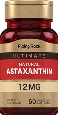 Piping Rock Astaxanthin 12mg | 60 Quick Release Softgels | Extract Supplement | Gluten Free Non-GMO