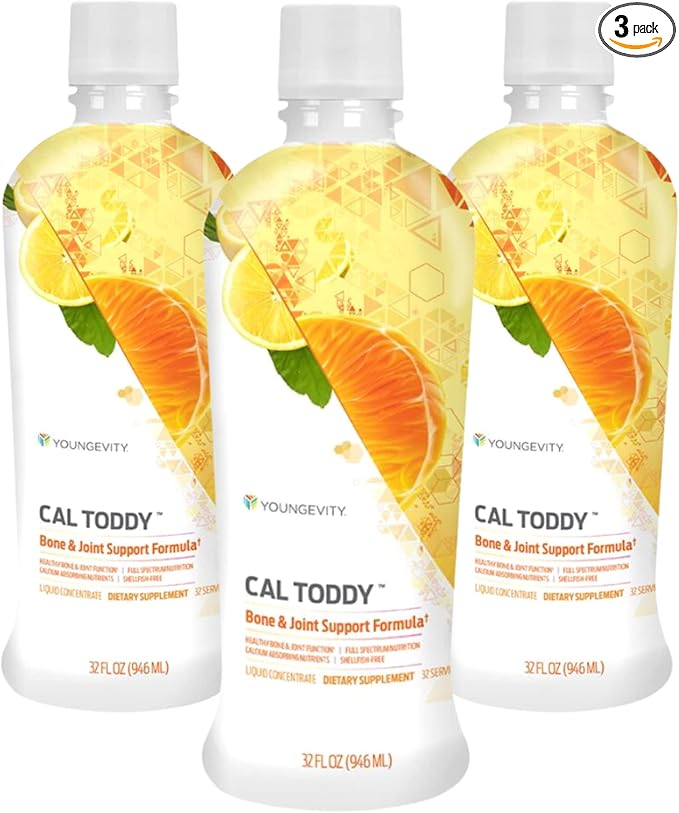 Youngevity Cal Toddy - Calcium (Citrate Phosphate) Magnesium 1200mg/600mg - Vitamins D-3 Zinc Copper Potassium Boron and 70+ Trace Mineral Cofactors - Supports Bone Health - 32 Fl Oz (Pack of 3)