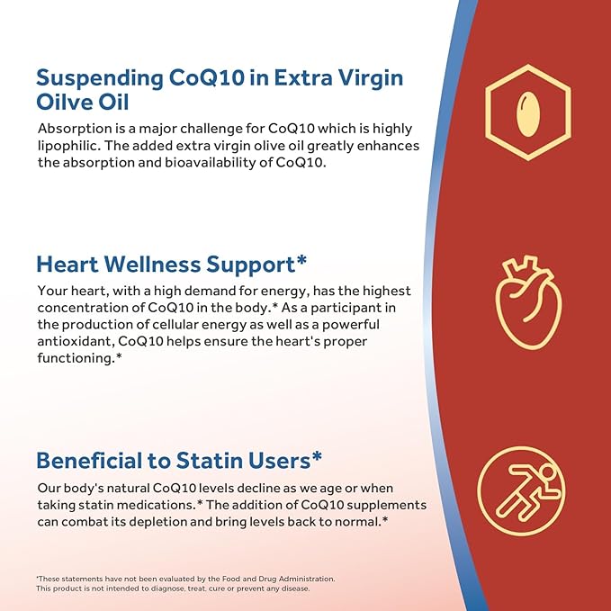 Doctor's Recipes CoQ10 200mg Per Serving High Absorption Coenzyme Q10 Supplement with Olive Oil Heart &amp Vascular Health Energy Production &amp Antioxidant Support 4 Month Supply 240 Softgels