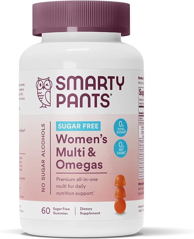 SmartyPants Women's Multivitamin Gummies Sugar Free: Biotin Methylfolate Omega 3 (ALA) Vitamin D &amp Kids Multivitamin Gummies and Fiber Supplement: Omega 3 Fish Oil (EPA/DHA) Vitamin D3