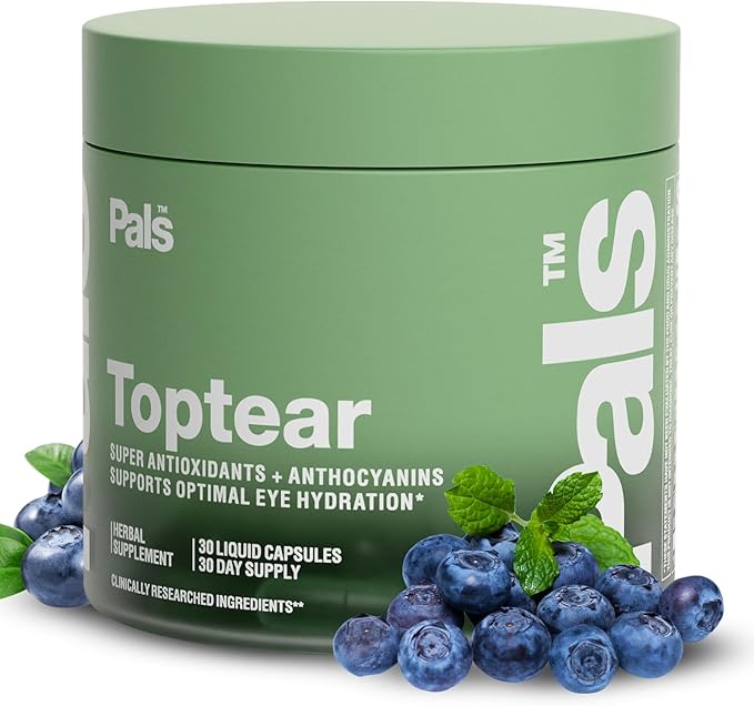 Dry Eye Relief Supplements for Adults with Pure Bilberry Extract Toptear Ultimate Eye Vitamins for Eyesight Dryness Relief Strain Optical Nerve &amp Vision Care Support Vegan Capsules (30 Days) P