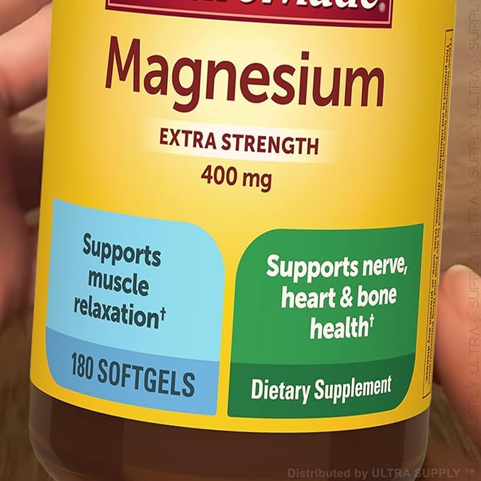 Nature_Mades Magnesium Softgels (180 Count Value Pack) Extra Strength 400mg | Muscle Relaxation &amp Bone Support