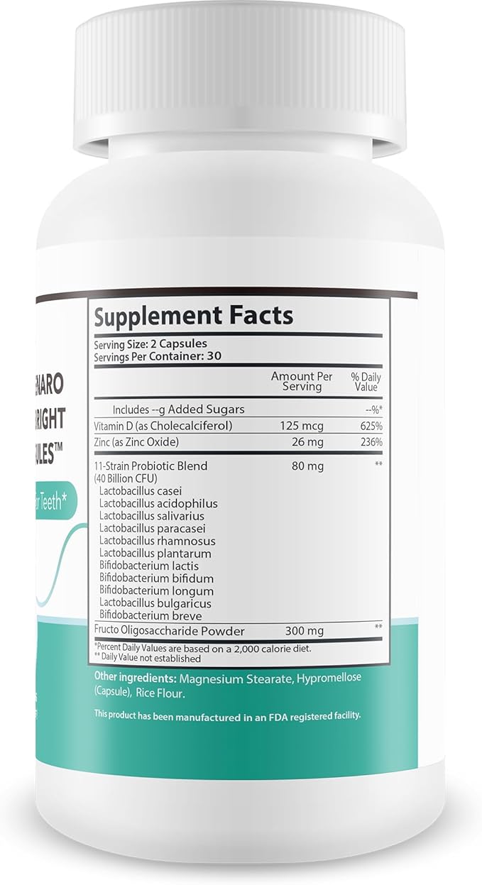 Probiotics Bright Teeth Capsules - Our Best Dental Probiotics White Teeth Support - Dental Probiotics Bright Whitening Teeth Mousse Alternative Capsules - Probiotics for Teeth Probiotic Mouth