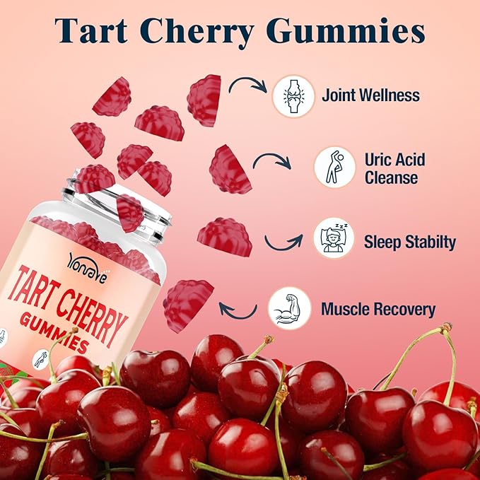 3300mg Tart Cherry Gummies for Uric Acid Cleanse Sleep Gout Joint &amp Kidney Support – Tart Cherry Extract with Celery Seed Melatonin Vitamin C – Detox &amp Antioxidant – Mixed Berry Flavor 6
