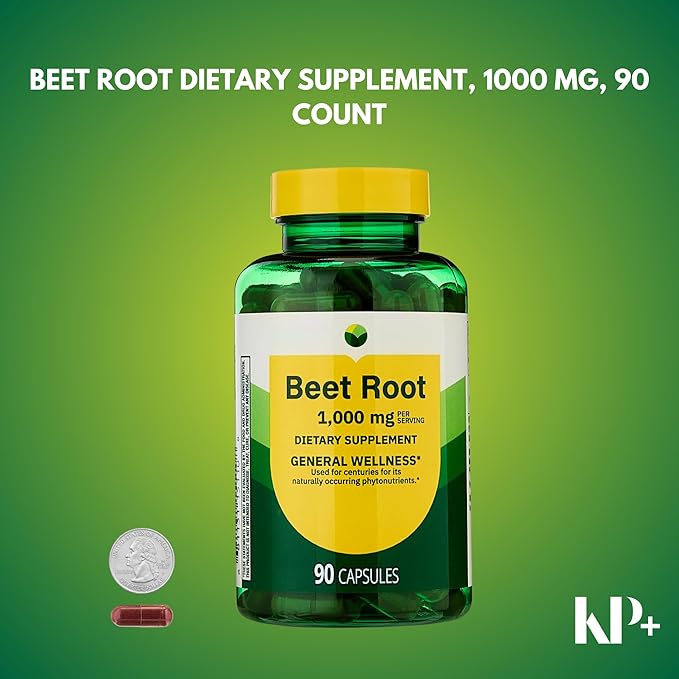 KP+ Spring Valley Beet Root 1000 mg | Natural Energy &amp Circulation Support | Dietary Supplement | 90 Capsules | General Wellness | (1)