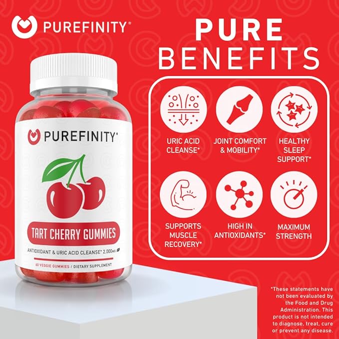 PUREFINITY Tart Cherry and Super Greens Gummies Bundle (Uric Acid Flush &amp Cleanse with Your Daily Greens)