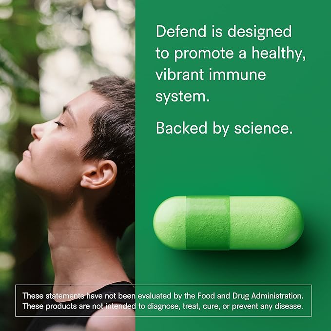 Tally Health Defend - Immune Support &amp Longevity Supplement Vegan Non-GMO with Quercetin Vitamin C Beta-glucan Zinc Vitamin D3-60 Capsules 30-Day Supply