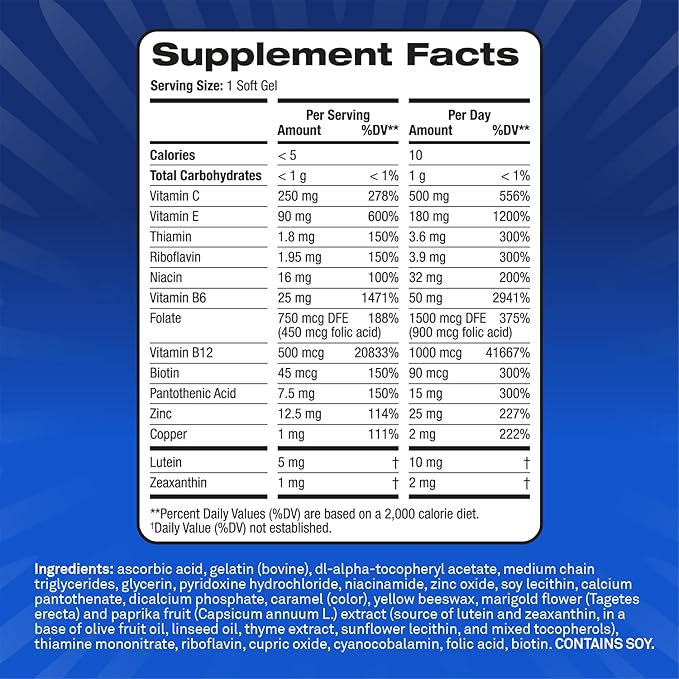 PreserVision AREDS3 Eye Vitamins #1 Eye Doctor Recommended Brand AREDS 2 Formula with 8 B-Vitamin Complex Promotes Healthy Cellular Eye Function* 3-in-1 Macular Supplement 60 Softgels