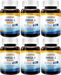 LOVITA 6-Pack Omega-3 Fish Oil Bundle - 720 Mini Softgels 2000mg rTG High Absorption Burpless Enteric-Coated (6 Month Supply)