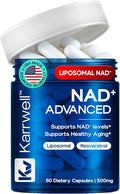 NAD+ Advanced 500MG Liposomal NAD+ with Resveratrol - NAD Supplement for Men &amp Women - NMN Alternative for Cellular Energy &amp Healthy Aging - 60 Capsules 30 Day Supply
