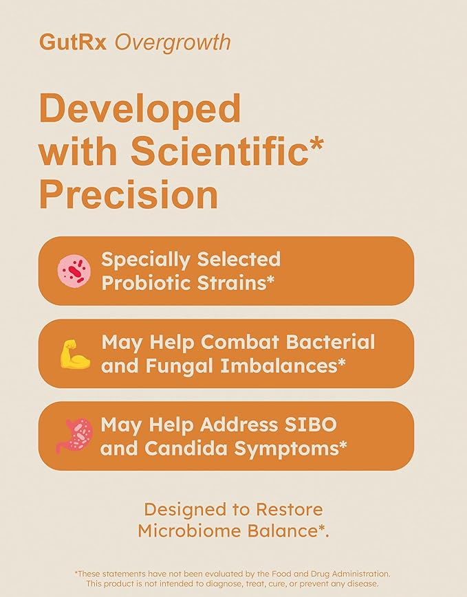 Overgrowth Probiotics for Women and Men with Saccharomyces Boulardii Lactobacillus Reuteri &amp Bifidobacterium May Support SIBO &amp Candida + Mealtime Digestive Enzymes Lactase Lipase &amp Bro
