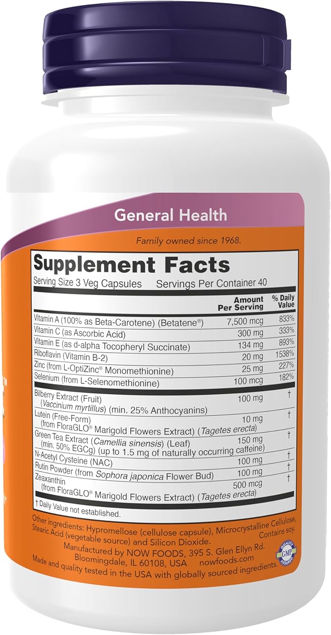 NOW Foods Supplements Ocu Support™ with FloraGLO® Lutein plus Vitamins A C and E 120 Veg Capsules