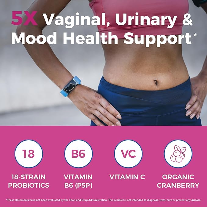 NewRhythm Probiotics for Women P-5-P Vitamin C &amp Organic Cranberry 100 Billion CFU 18 Strains Prebiotics &amp Vaginal Probiotics for Digestive Health &amp PH Balance 60 Capsules No Dairy