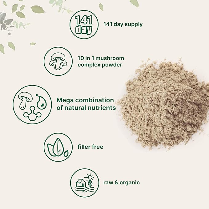 Micro Ingredients Organic Mushroom 10-in-1 Blend 5 oz | Chaga Lion’s Mane Cordyceps &amp More | Great for Smoothies &amp Daily Use | Non-GMO Vegan Friendly