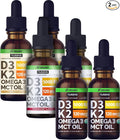 NUSAVA Unflavored Strawberry Flavored &amp Vanilla Flavored D3 K2 Liquid Drops Bundle - Potent Liquid Vitamins for Heart Joint Bone Muscle &amp Immune Support - Non-GMO Gluten-Free 2pk Each