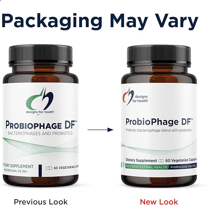 Designs for Health Probiophage DF - Bacteriophage Prebiotic + Probiotic Supplement - Probiotics for Digestion + Immune Support - Dairy Free Pre and Pro Biotics in Delayed Release Capsules (60 Count)