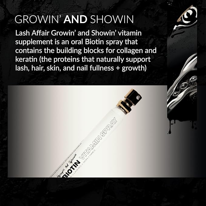Lash Affair Biotin Supplement Vitamins for Hair Skin and Nails Growth Vegan Biotin Mouth Spray with Vitamin C E Iron and Amino Acids Gluten Free Cruelty-Free Made in the USA