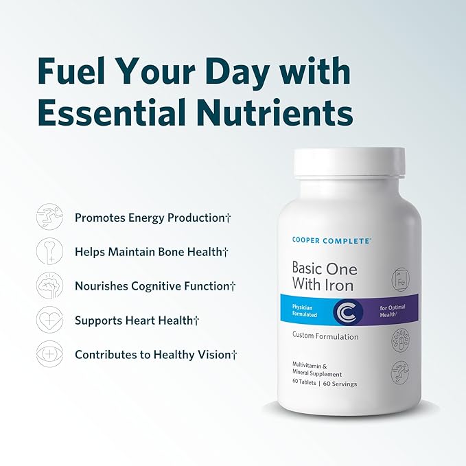 Cooper Complete - Basic One Multivitamin with Iron - Daily Multivitamin and Mineral Supplement Plus Fish Oil Supplement - 60 Day Supply