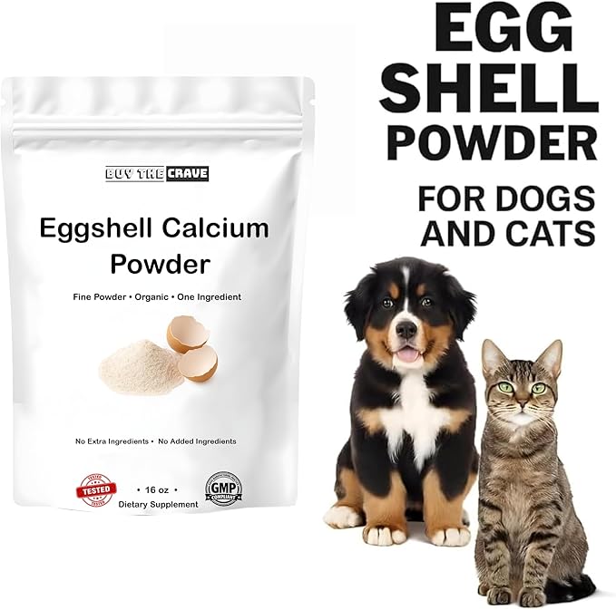 Eggshell Calcium Powder Supplement Dogs &amp Cats (16 oz) – Ideal for Supporting Bone Health Easing Labor and Whelping and Strengthening Teeth and Joints Great for Plant Health