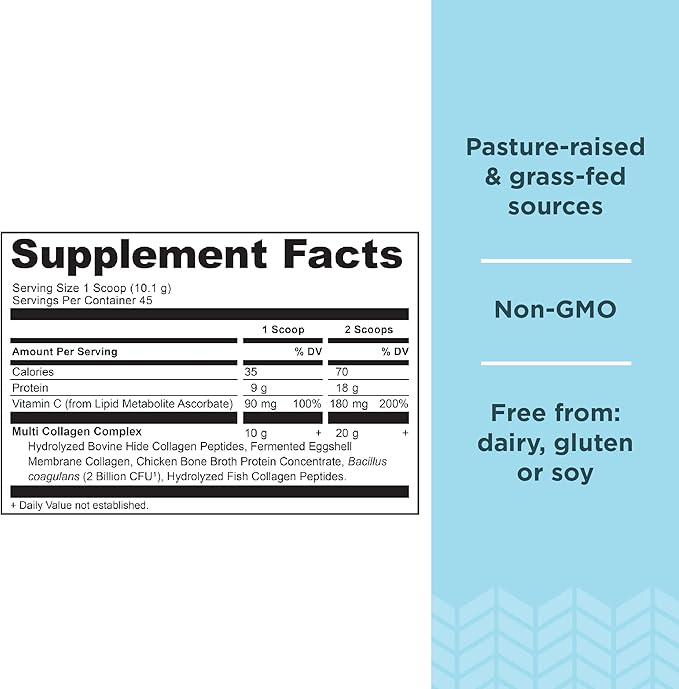Ancient Nutrition Bone Broth Protein Powder Vanilla 40 Servings + Multi Collagen Protein Powder Unflavored 45 Servings