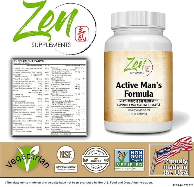 Active Mens Multivitamin - Best Men's MultiVitamins - Extra Strength Daily Multivitamin For Men With Essential Vitamins Minerals Herbal Extracts &amp More - Support Overall Health &amp Well-Being