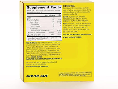 AdvoCare Fiber Dietary Supplement - Daily Fiber Powder Supplement with Soluble &amp Insoluble Fiber - Fiber Blend Includes Psyllium Husk &amp Citric Acid - Supports Digestive Health* - Citrus 10 Po