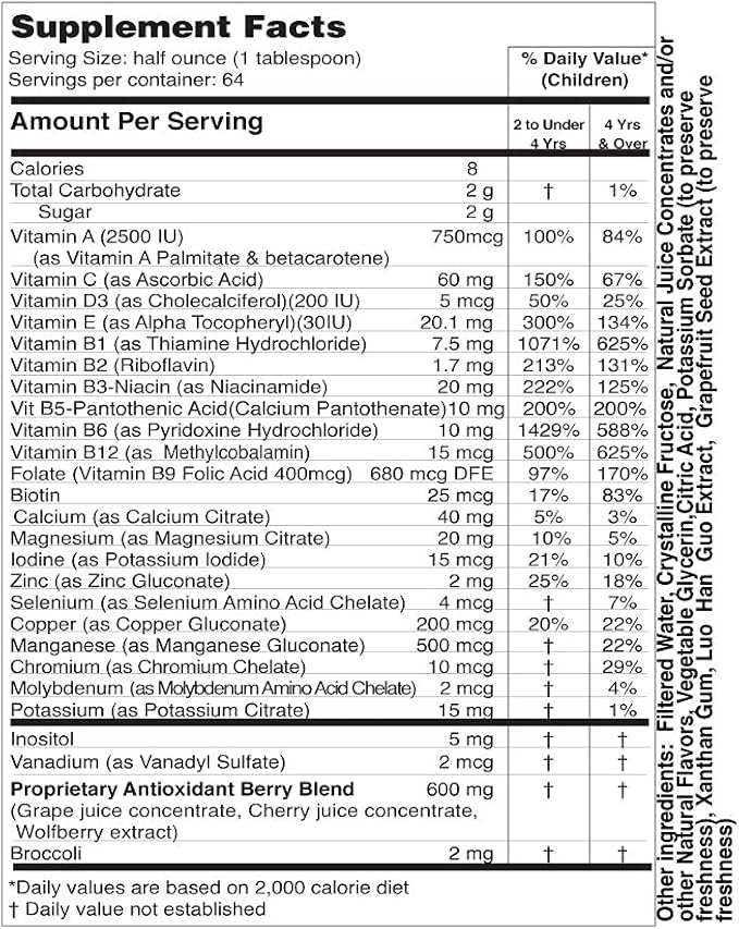 Children's Super MultiVitamins and Minerals | Professionally Formulated | Completely Natural | Liquid Dietary Supplement | 32 oz