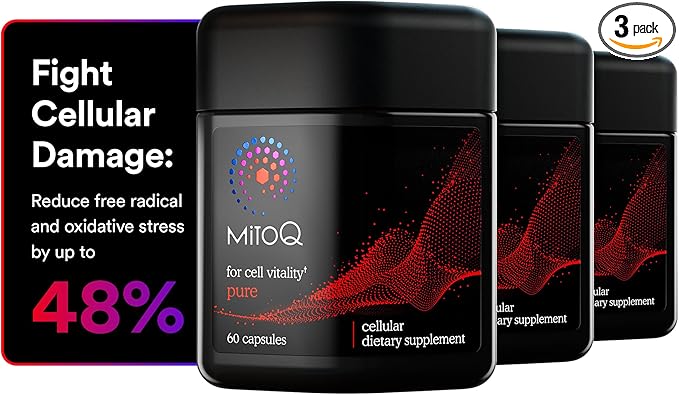 MitoQ Pure Advanced Mitochondria Supplement Superior Bioavailability to CoQ10 | Reduces Free Radical Damage for Healthy Aging Metabolism Heart Health Energy Strength &amp Mobility