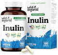 Wild &amp Organic Inulin Capsules 1400 mg - Digestive &amp Gut Support - Chicory Root Inulin Fiber Supplement - Prebiotic Fiber Derived from Chicory Powder - Vegan No Fillers Non-GMO - 180 Count