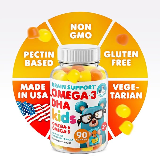 DR. MORITZ Omega 3 Kids Gummies (180 Count) Vegan Omega3 Gummies for Kids with No Fish Oil Vitamins for Brain &amp Heart Health Gluten-Free Omega 3 6 9
