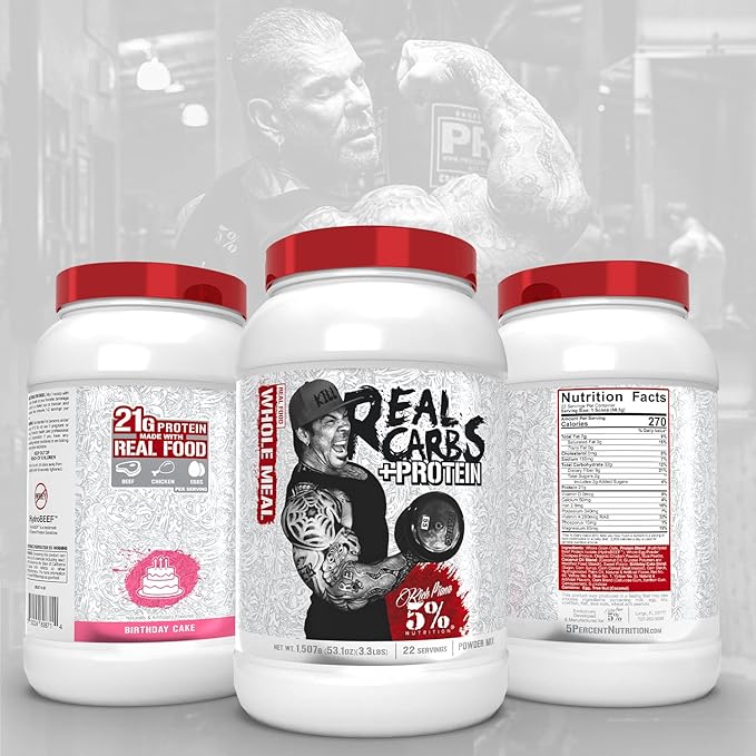 5% Nutrition Real Carbs + Protein (2 Pack Bundle) | Clean Mass Gainer Protein Powder | Real Food Carbohydrate Fuel for Pre Workout/Post-Workout Recovery Meal (Chocolate + Birthday Cake)