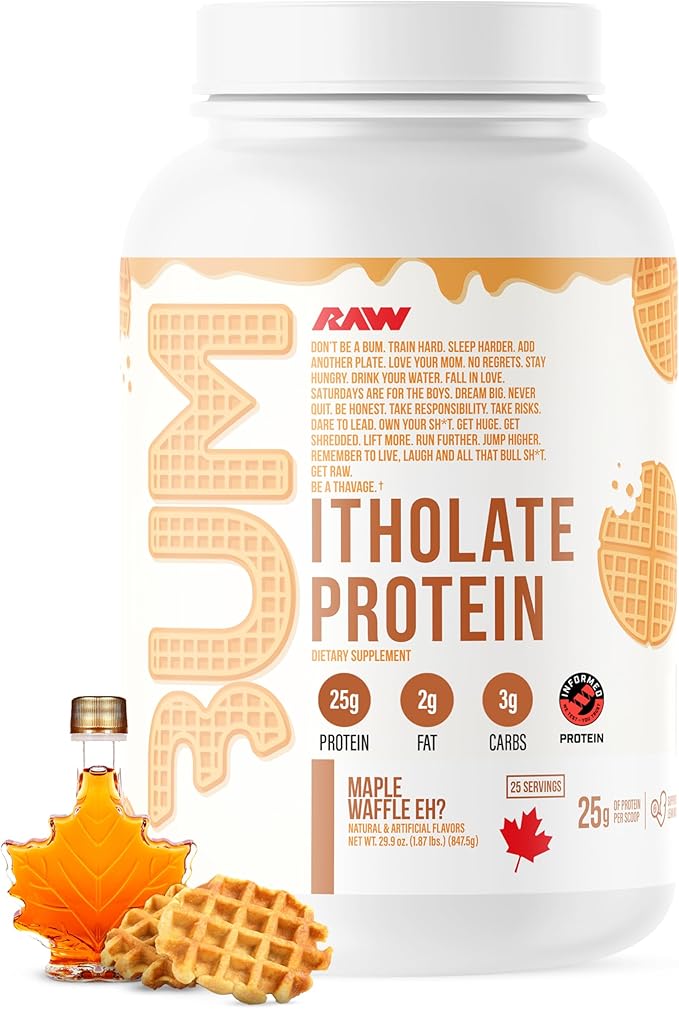 RAW Whey Isolate Protein Powder Maple Waffle Eh? (CBUM Itholate) - 100% Grass-Fed Sports Nutrition Powder for Muscle Growth &amp Recovery - Low-Fat Low Carb Naturally Flavored - 25 Servings